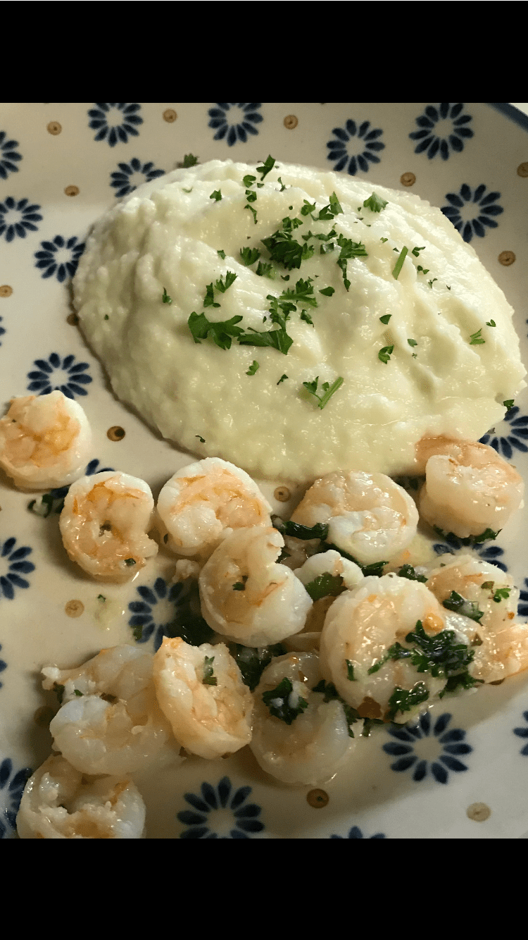 Garlic shrimp with mashed parmesan&nbsp;cauliflower