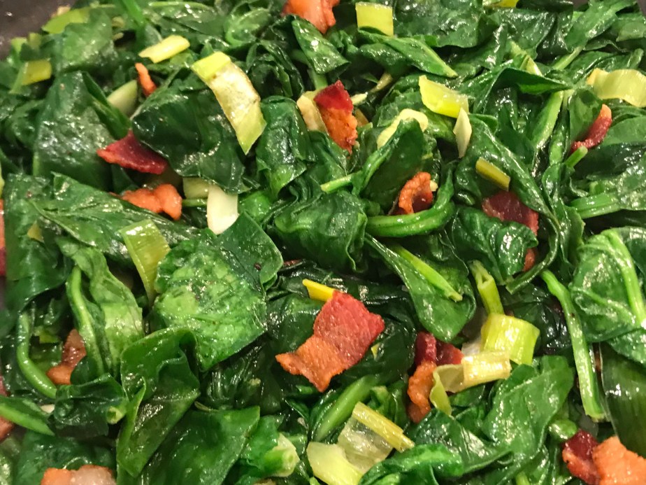 Sauteed spinach and&nbsp;leeks