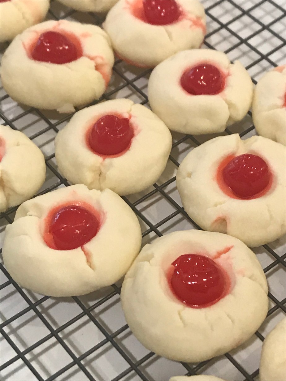 Maraschino shortbread cookies