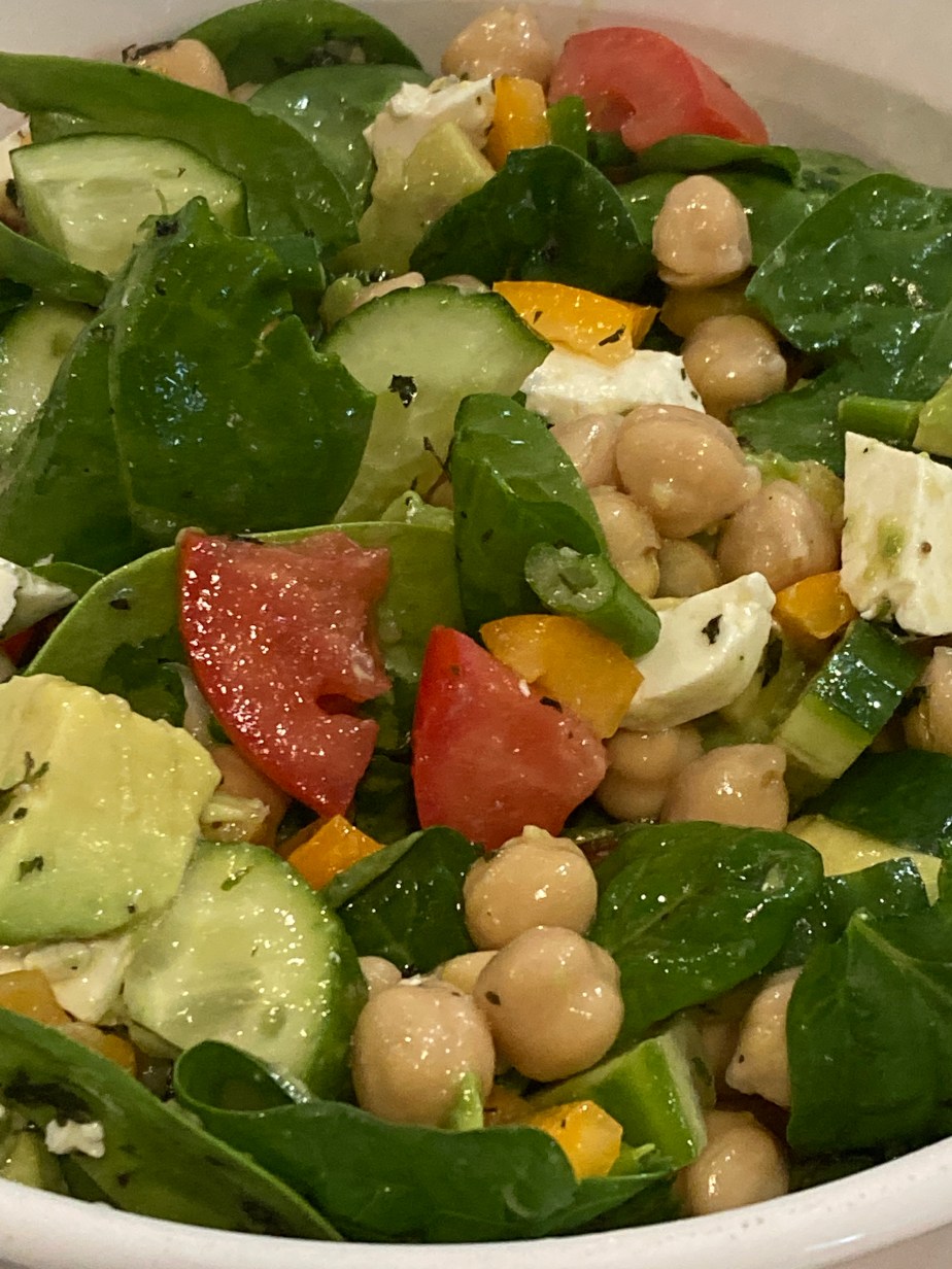 Spinach and Chickpea Dijon Vinaigrette&nbsp;Salad
